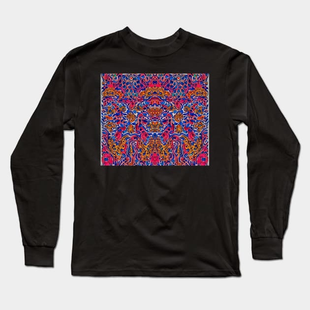 Carmine Aesthetic - Abstract Multicolored Watercolor Pattern Long Sleeve T-Shirt by BubbleMench